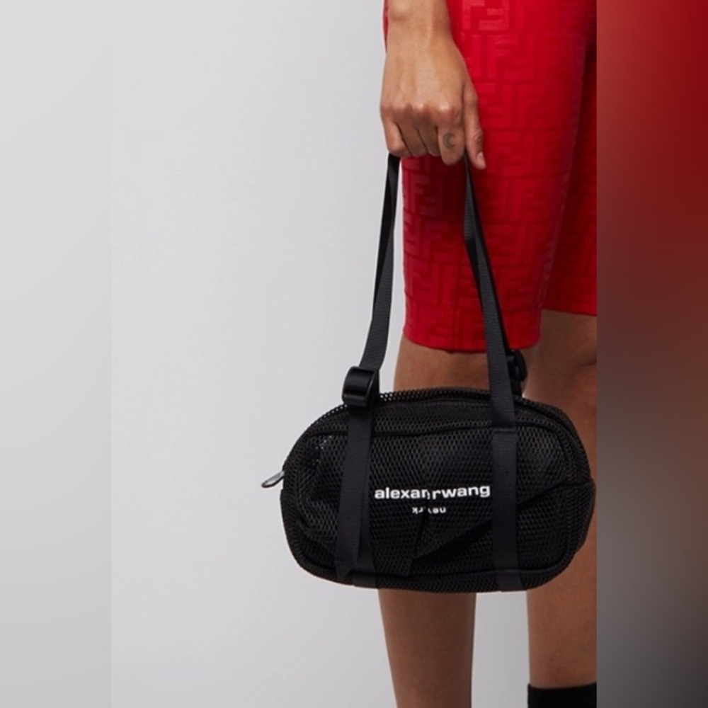 Alexander Wang Black Mesh Bag Mini Duffle Tags $350 10”x6”x4”. Handle drop 12”